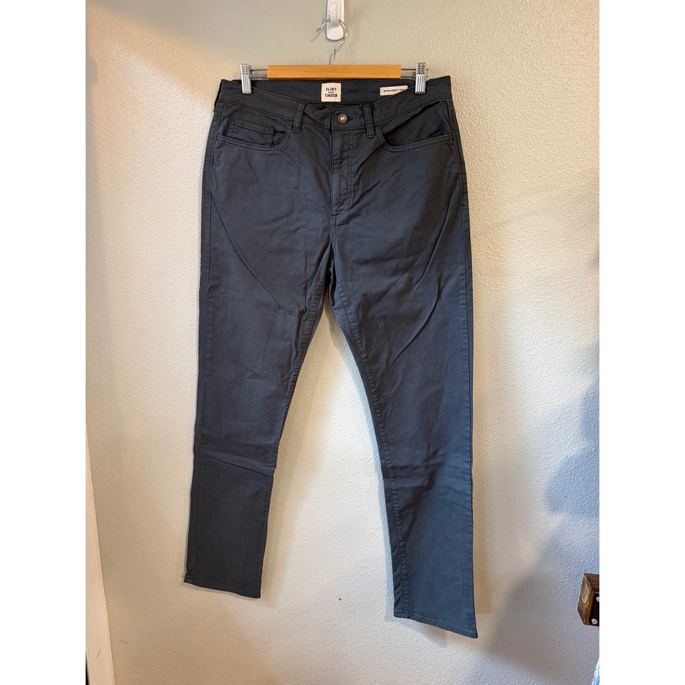 Flint and Tinder Straight Fit Pants Mens 33x34 Charcoal Grey 5-Pocket Chino